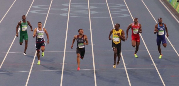 Aug 17, 2016; Rio de Janeiro, Brazil; Usain Bolt (JAM) competes during the men's 200m semifinal in the Rio 2016 Summer Olympic Games at Estadio Olimpico Joao Havelange. Mandatory Credit: Eric Seals-USA TODAY Sports *** Please Use Credit from Credit Field ***/sipausa.sipausa_18228415/*** Not Available to License in China ***/1608180401